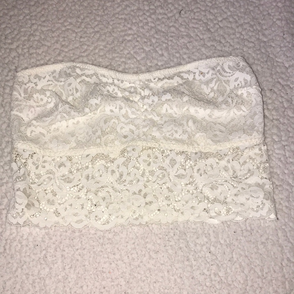 Lace cream white bra